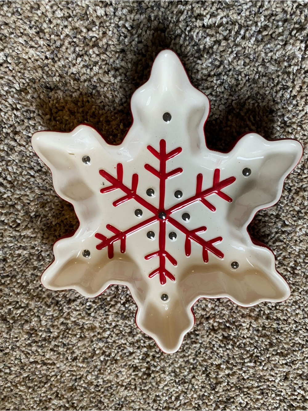 Hallmark White and Red Snowflake Serving Bowl